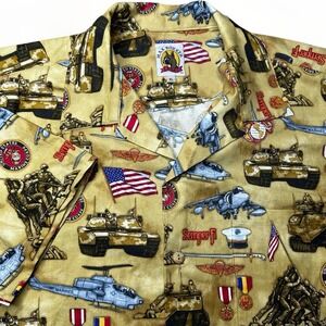 Vintage Max Boxxer Hawaiian Shirt Mens XL Marines Military Semper Fi USMC Flag